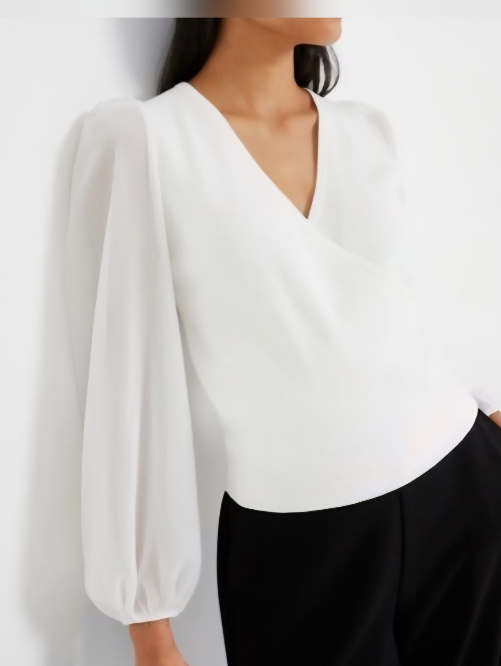 French Connection Mozart Melody Mix Wrap Top ~WHITE ~MEDIUM **NEW